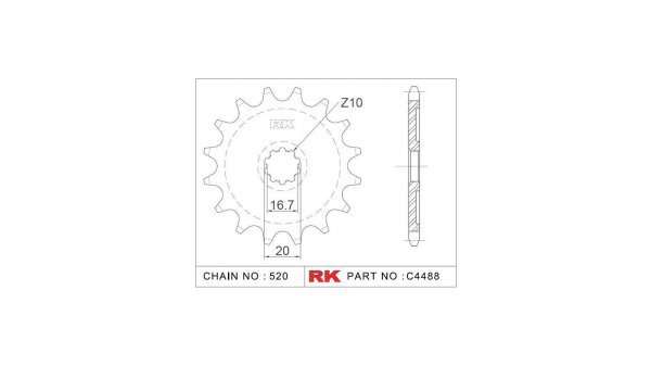 RK Antriebsritzel "4488" 520, Stahl 13 Zähne