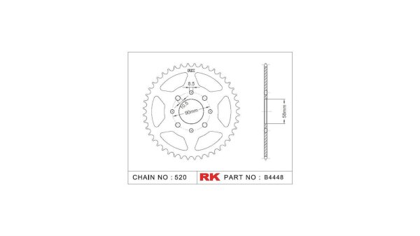 RK Kettenrad "4448" 520, Stahl, silber 39 Zähne