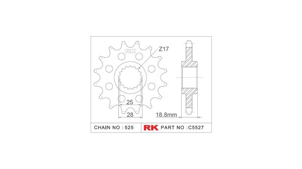 RK Antriebsritzel "5527-2Q" 525, Stahl,  20 Zähne