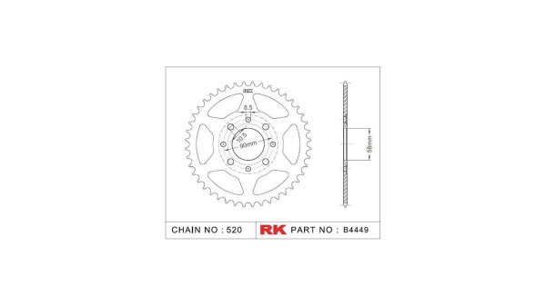 RK Kettenrad "4449" 520, Stahl, silber 33 Zähne