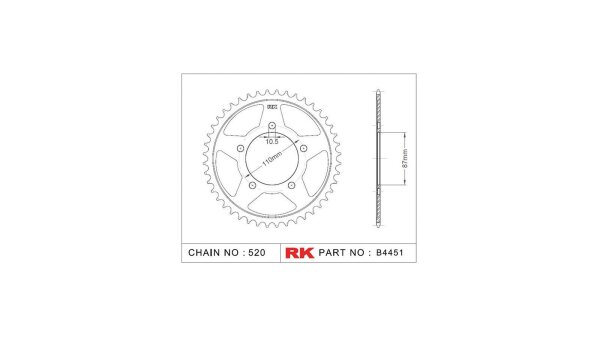 RK Kettenrad "4451" 520, Stahl, silber 46 Zähne