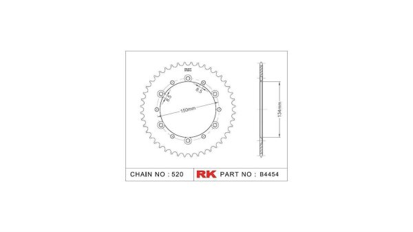 RK Kettenrad "4454" 520, Stahl, silber 39 Zähne