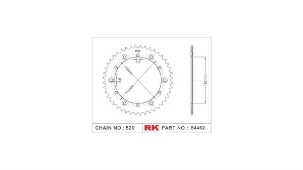 RK Kettenrad "4462" 520, Stahl, silber 40 Zähne