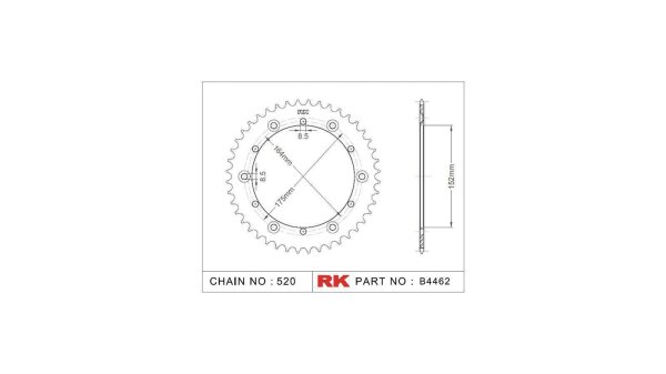 RK Kettenrad "4462" 520, Stahl, silber 42 Zähne