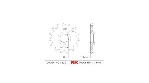 RK Antriebsritzel "4063" 520, Stahl 14 Zähne