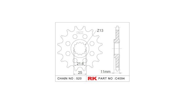 RK Antriebsritzel "4094-2Q" 520 Stahl Ra 15 Zähne