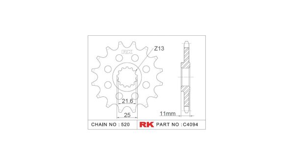 RK Antriebsritzel "4094-2Q" 520 Stahl Ra 16 Zähne