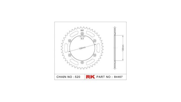 RK Kettenrad "4467" 520, Stahl, silber 41 Zähne