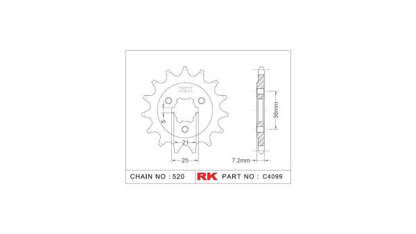 RK Antriebsritzel "4099" 520, Stahl 15 Zähne