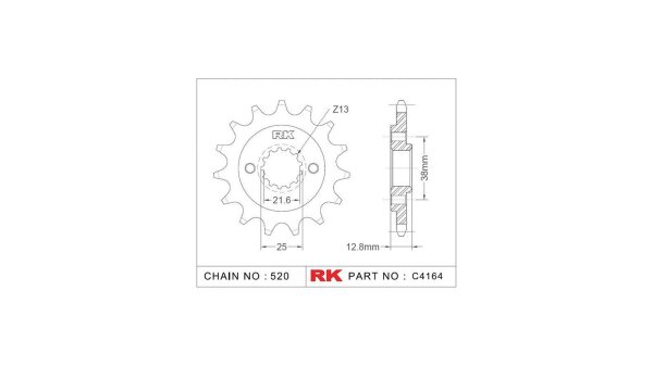 RK Antriebsritzel "4164" 520, Stahl 14 Zähne