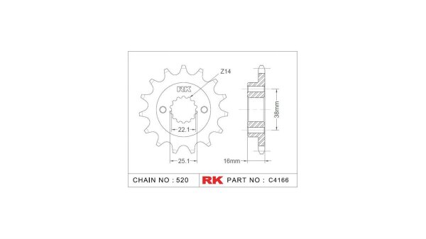 RK Antriebsritzel "4166" 520, Stahl 15 Zähne