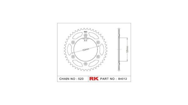 RK Kettenrad "4012" 520, Stahl, silber 45 Zähne