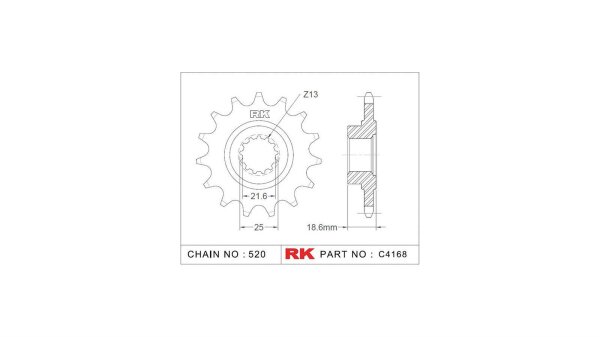 RK Antriebsritzel "4168" 520, Stahl 14 Zähne