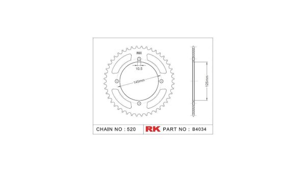 RK Kettenrad "4034" 520, Stahl, silber 39 Zähne