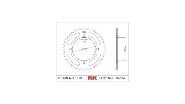 RK Kettenrad "4034" 520, Stahl, silber 47 Zähne