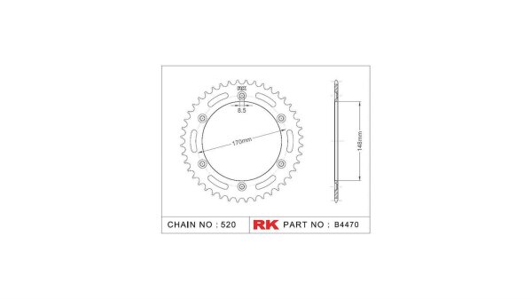 RK Kettenrad "4470" 520, Stahl, silber 42 Zähne