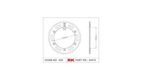 RK Kettenrad "4470" 520, Stahl, silber 47 Zähne