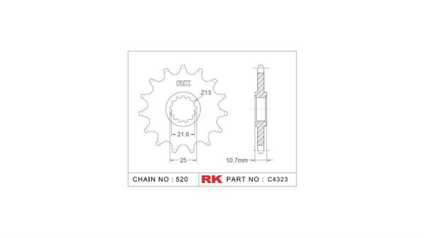 RK Antriebsritzel "4323" 520, Stahl 15 Zähne