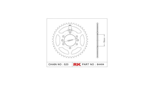 RK Kettenrad "4484" 520, Stahl, silber 37 Zähne