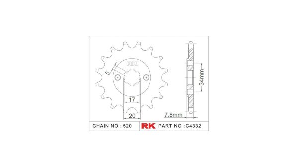 RK Antriebsritzel "4332" 520, Stahl 13 Zähne