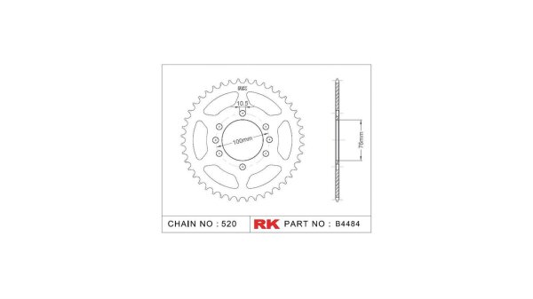 RK Kettenrad "4484" 520, Stahl, silber 48 Zähne