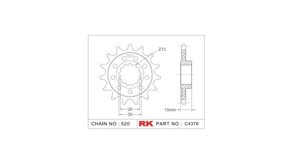 RK Antriebsritzel "4376" 520 Stahl Racin 15 Zähne