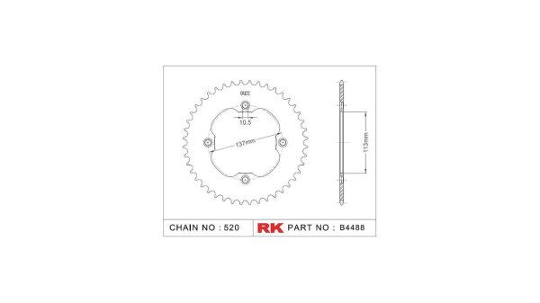 RK Kettenrad "4488" 520, Stahl, silber 36 Zähne