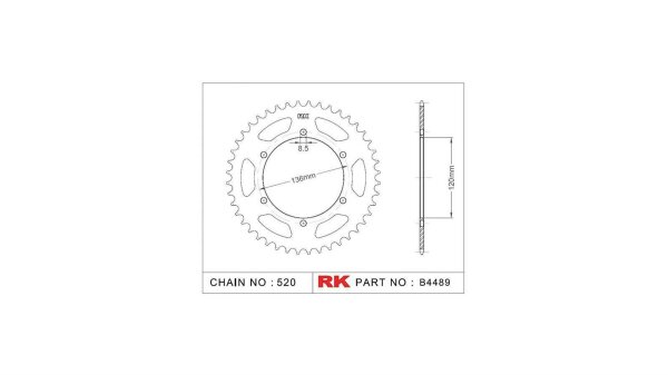 RK Kettenrad "4489" 520, Stahl, silber 37 Zähne