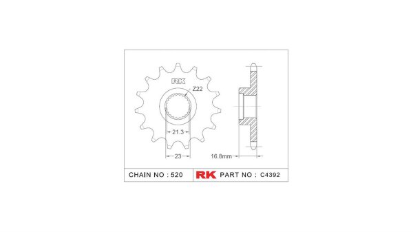 RK Antriebsritzel "4392" 520, Stahl 16 Zähne