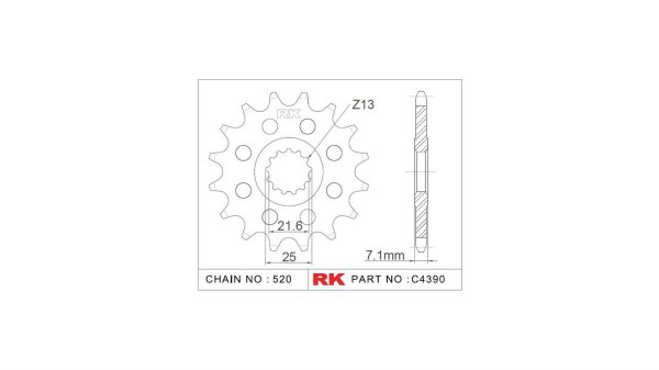 RK Antriebsritzel "4390-2Q" 520, Stahl R 14 Zähne