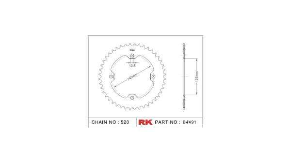 RK Kettenrad "4491" 520, Stahl, silber 38 Zähne