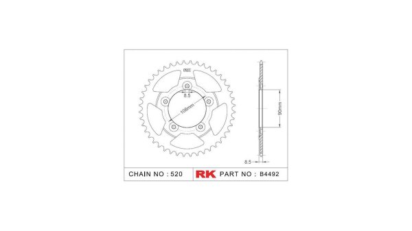 RK Kettenrad "4492" 520, Stahl, silber 38 Zähne