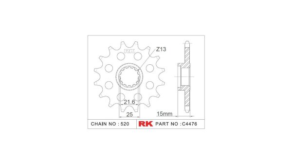 RK Antriebsritzel "4476-2Q" 520 Stahl Ra 16 Zähne