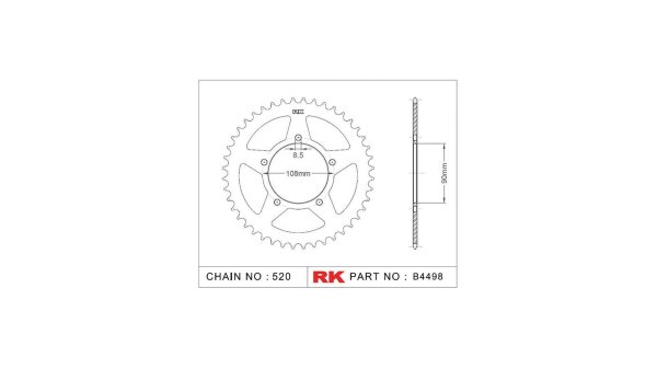 RK Kettenrad "4498" 520, Stahl, silber 39 Zähne