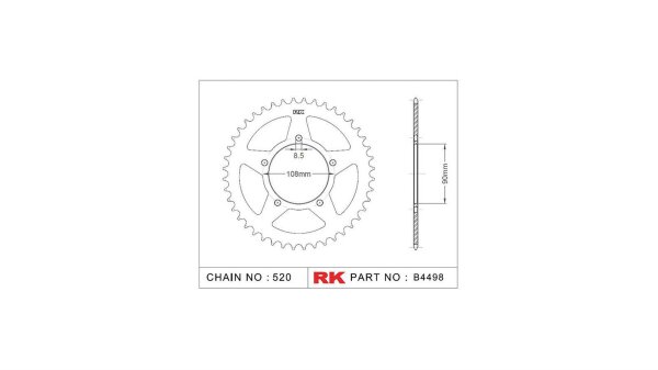 RK Kettenrad "4498" 520, Stahl, silber 43 Zähne