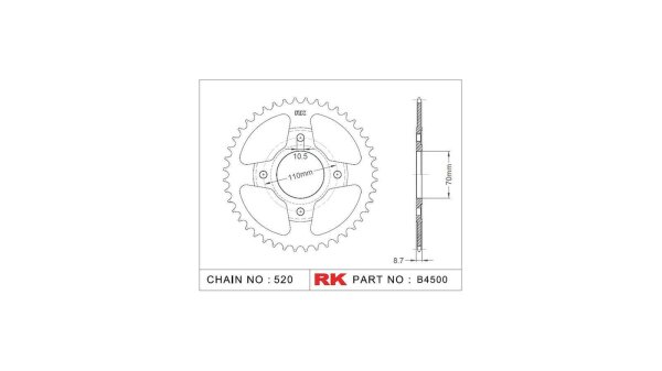 RK Kettenrad "4500" 520, Stahl, silber 35 Zähne