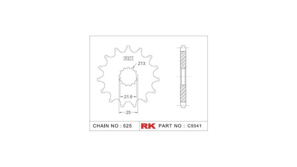 RK Antriebsritzel "5041" 525, Stahl 14 Zähne