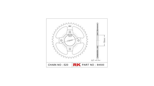 RK Kettenrad "4500" 520, Stahl, silber 41 Zähne