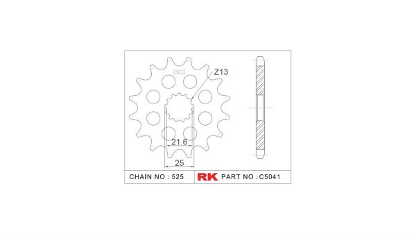 RK Antriebsritzel "5041-2Q" 525, Stahl,  15 Zähne