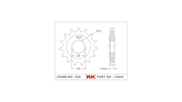 RK Antriebsritzel "5042" 525, Stahl 15 Zähne