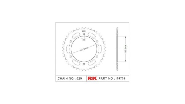 RK Kettenrad "4759" 520, Stahl, silber 46 Zähne