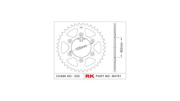 RK Kettenrad "4761" 520, Stahl, silber 45 Zähne