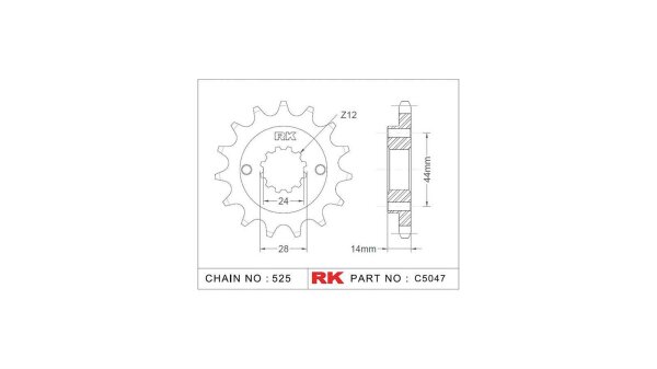 RK Antriebsritzel "5047" 525, Stahl 15 Zähne