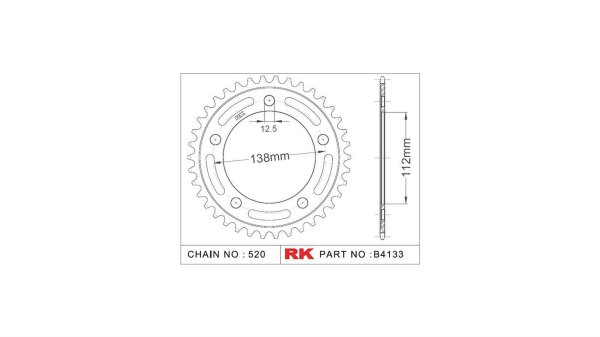 RK Kettenrad "4133" 520, Stahl, silber 39 Zähne