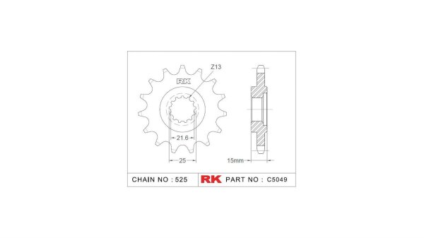 RK Antriebsritzel "5049" 525, Stahl 15 Zähne