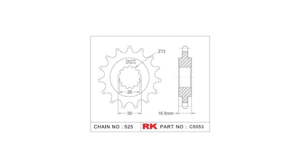 RK Antriebsritzel "5053" 525, Stahl 16 Zähne