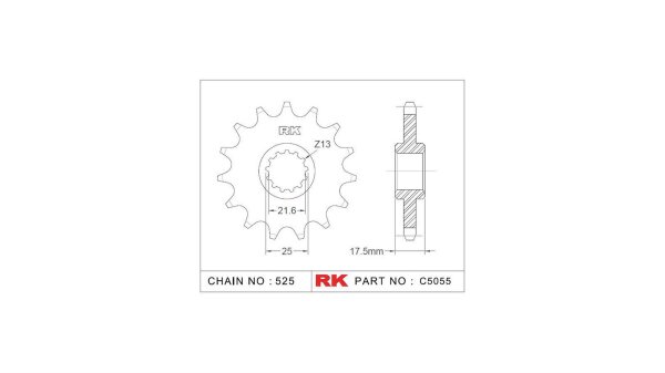 RK Antriebsritzel "5055" 525, Stahl 15 Zähne