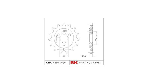 RK Antriebsritzel "5057" 525, Stahl 14 Zähne