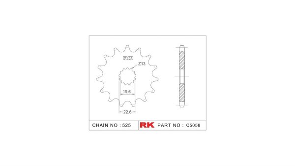 RK Antriebsritzel "5058" 525, Stahl 14 Zähne