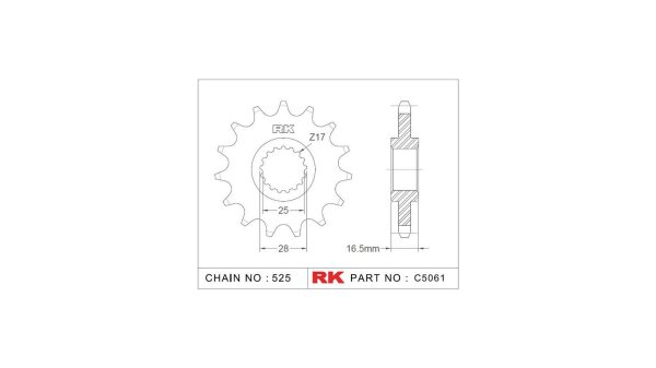 RK Antriebsritzel "5061" 525, Stahl 16 Zähne